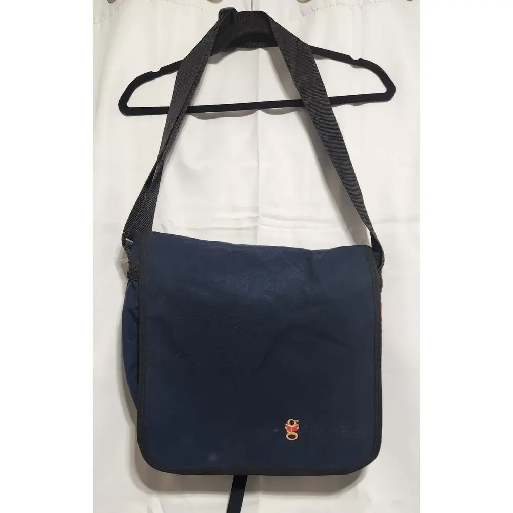 Manhattan Portage Red Label Blue Messenger Bag Laptop Expandable Embroidered USA